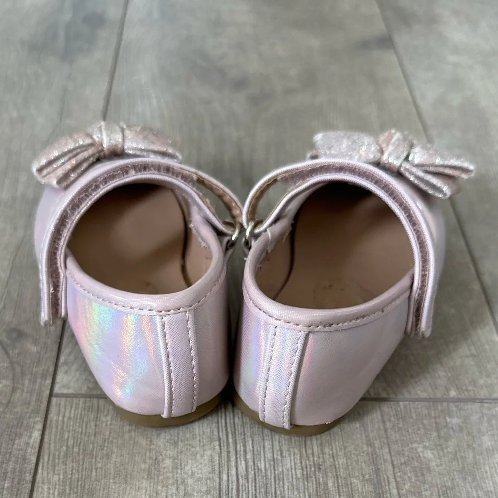 Sugar Toddler Girl Glitter Ribbon Dress Shoes Size 5 EUC